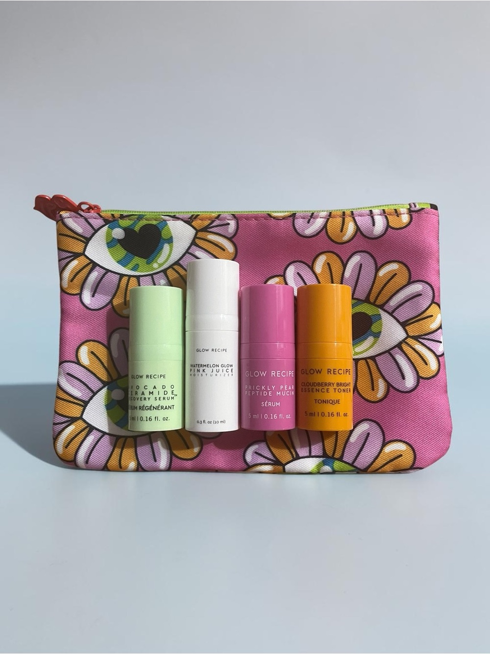 Glow Recipe Skincare Set w Cosmetic Bag 4pc Travel Bundle New